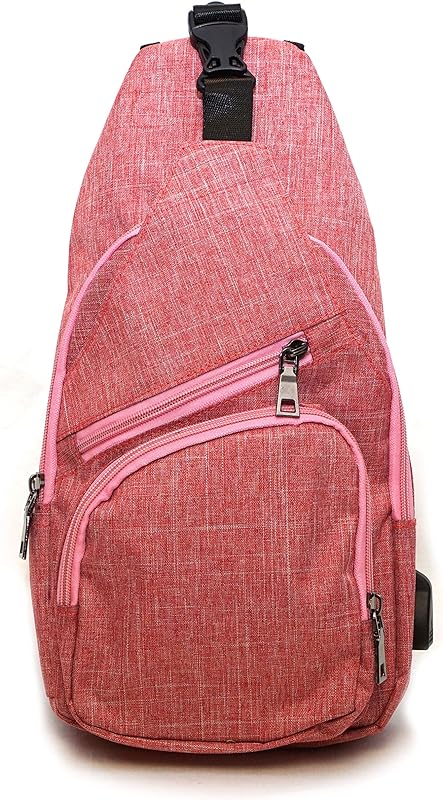 Mochila NuPouch antirroubo com conector de carregamento USB, grande, rosa
